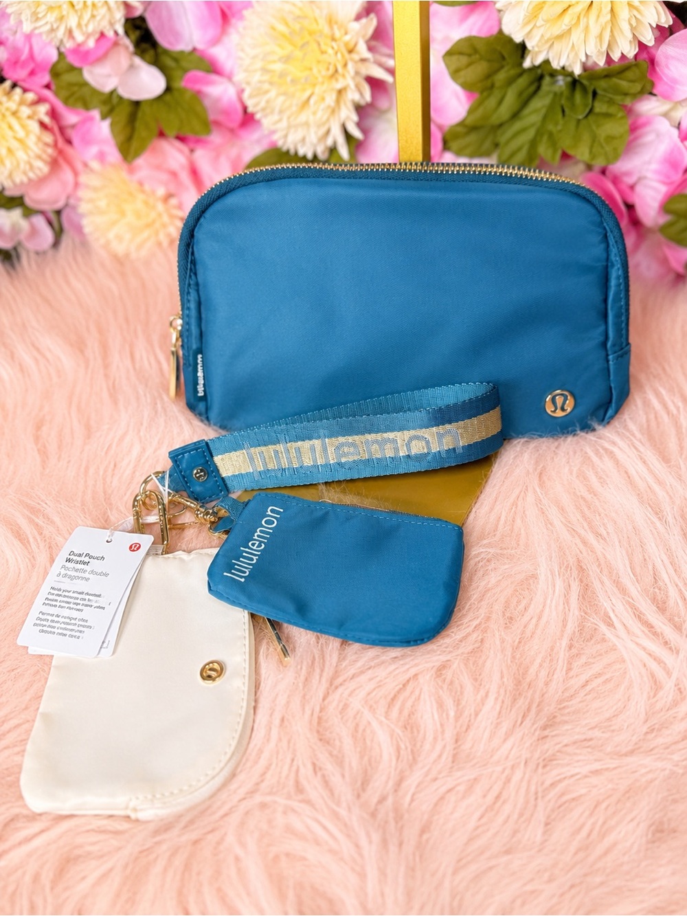 Everyday Belt Bag Combo,Teal Zip Wristlet Pouch with Strap